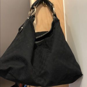 Gucci large black horsebit hobo